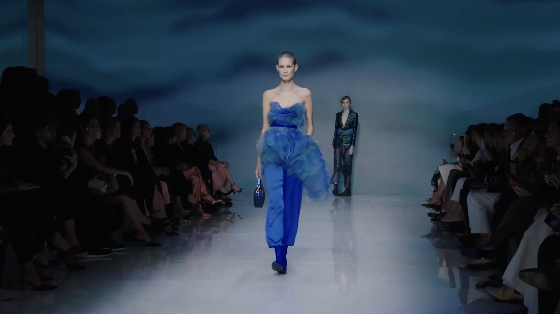 Armani Fall/Winter 2024 runway under blue light — image 02