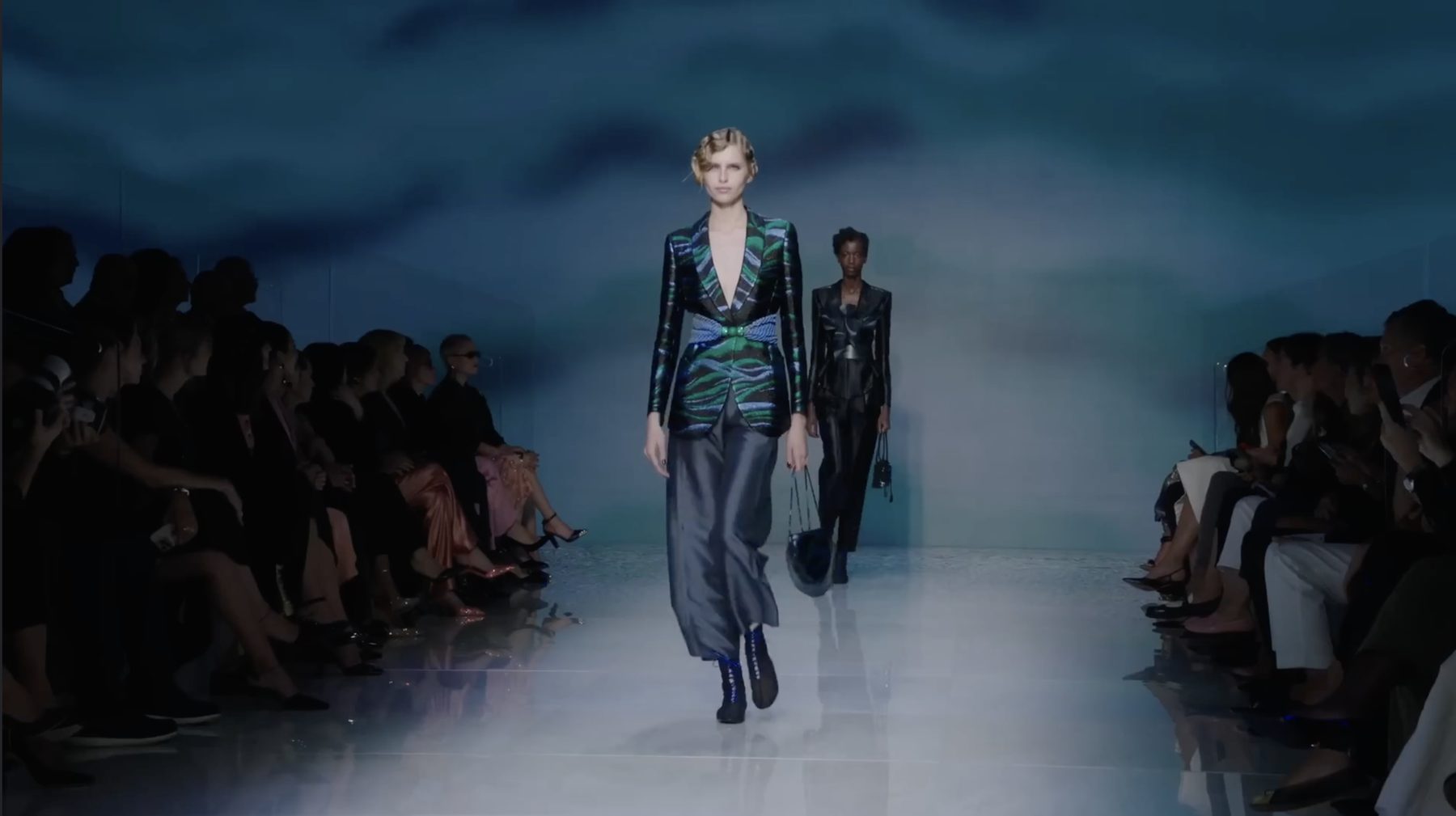 Armani Fall/Winter 2024 runway under blue light — image 03