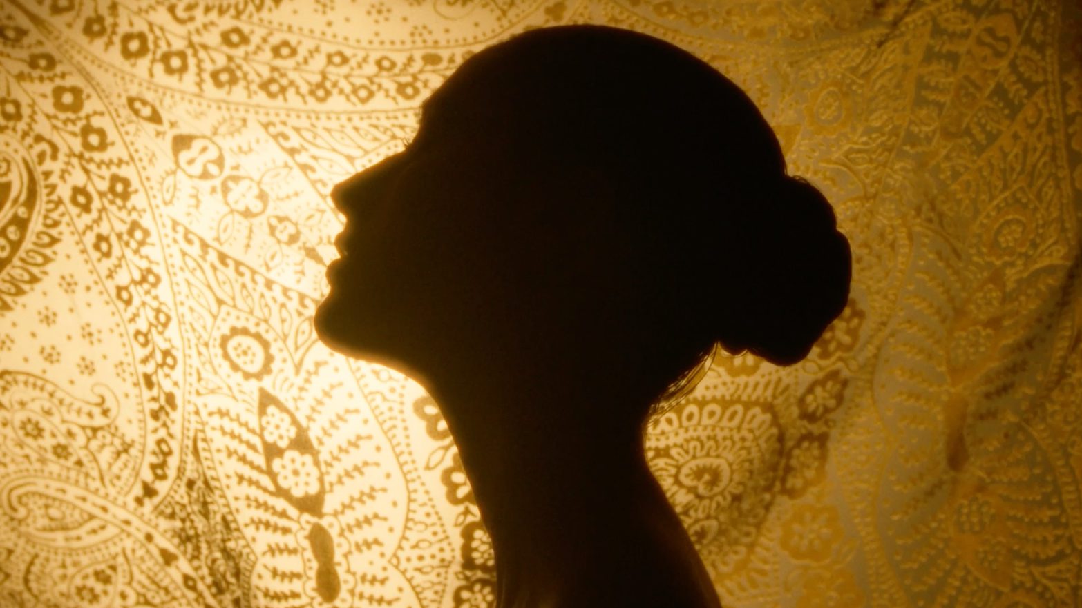 Etro fragrance launch film, a silhouette against paisley silk