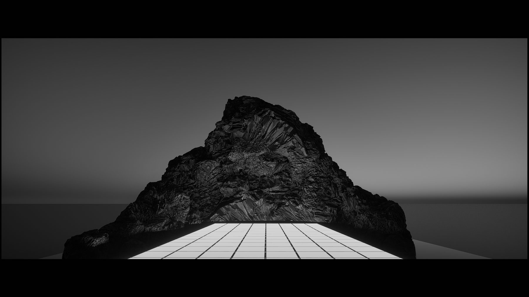 The Palimpsest, a stone on a reflective floor