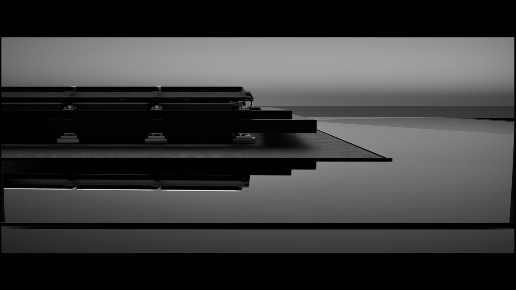 The Palimpsest, a stone on a reflective floor in a monochrome space — image 09