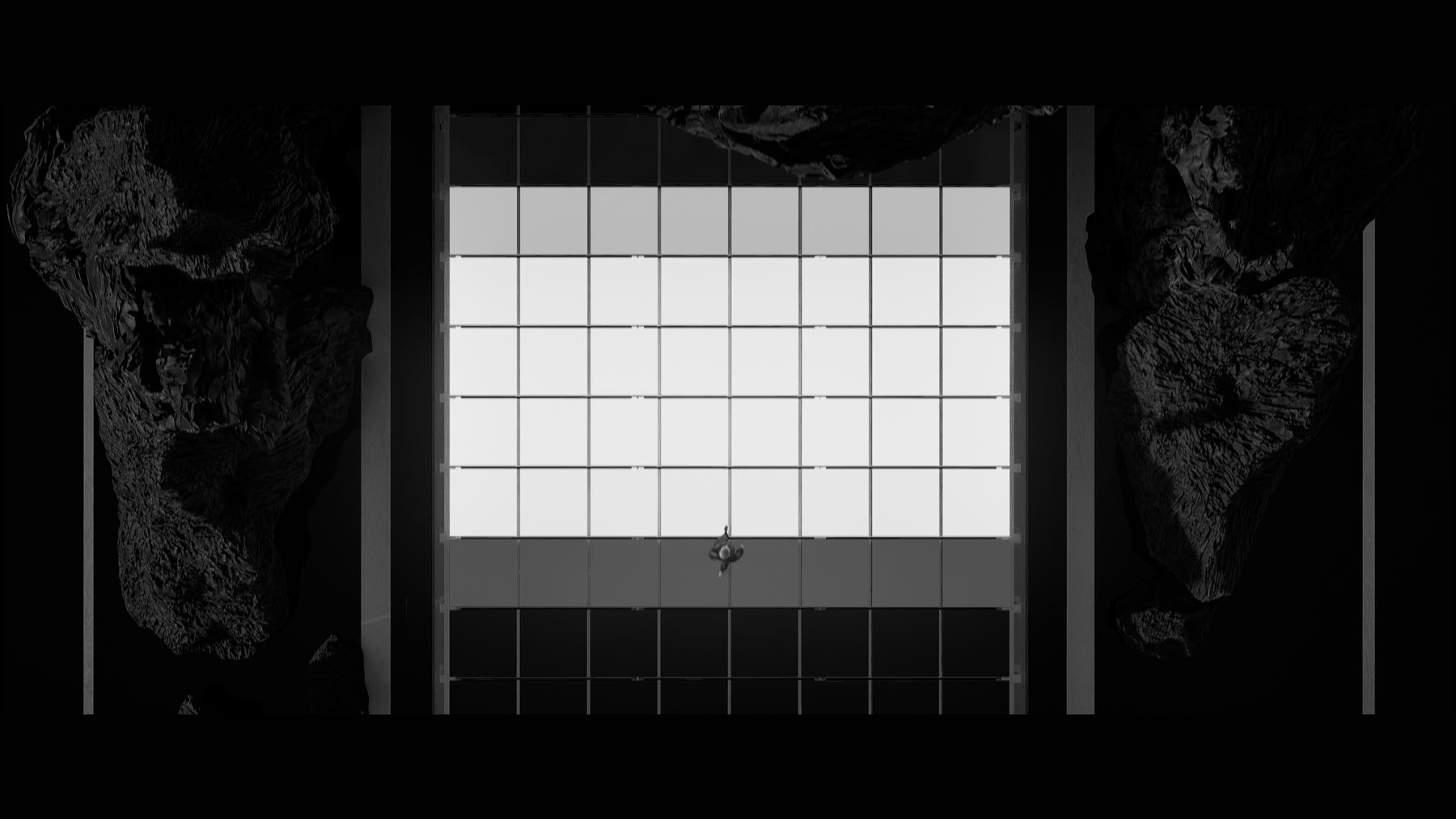 The Palimpsest, a stone on a reflective floor in a monochrome space — image 11